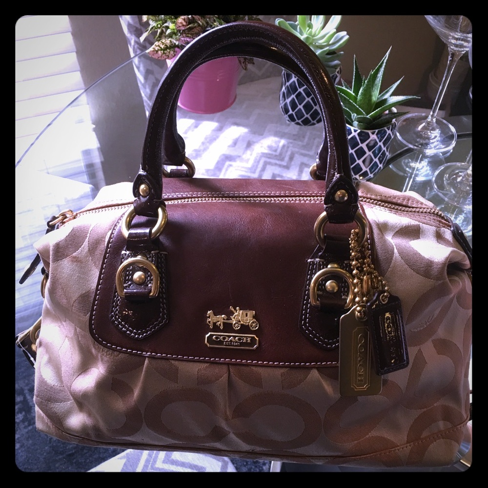 Authentic cloth and leather Coach bag!
